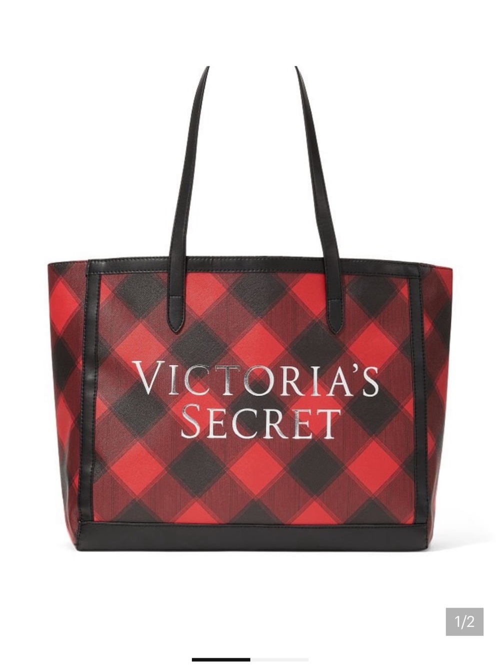 Victoria's Secret Red and Black Plaid Tote